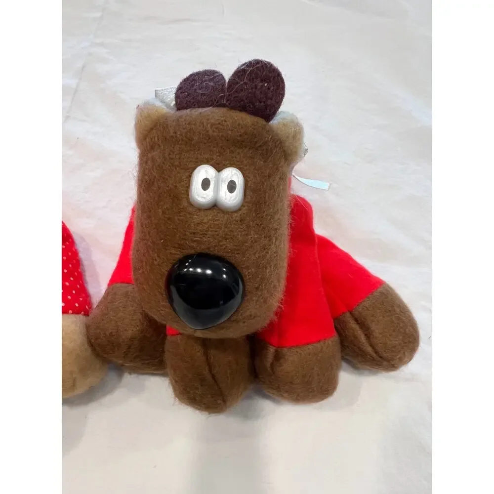 Vintage 1986 Hallmark Randy & Ramona Reindeer Plush Pair Christmas